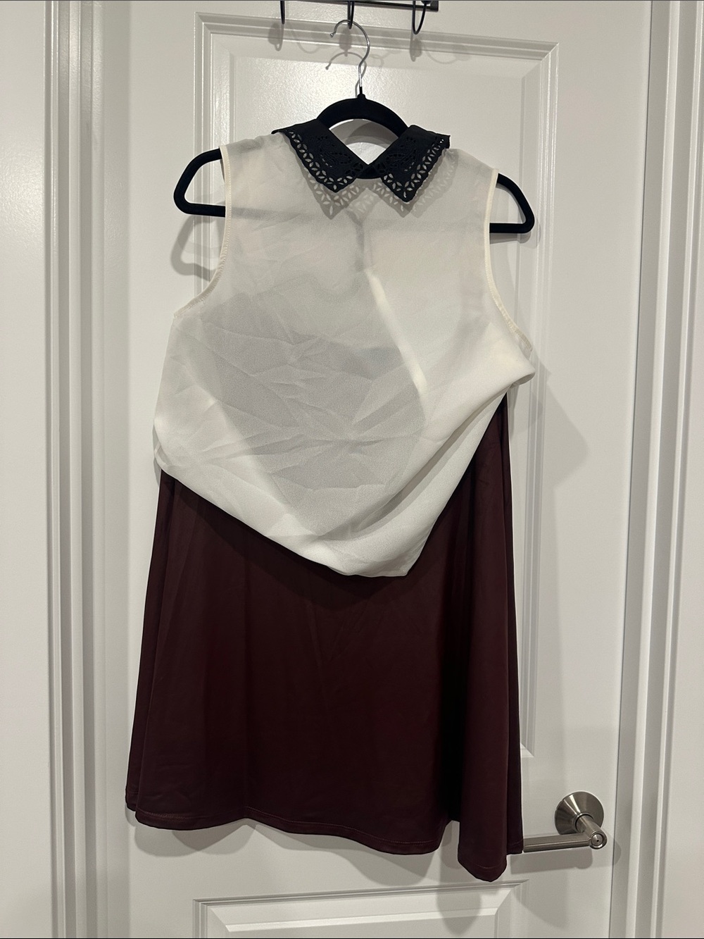Forever 21 set - Sleeveless Two-Tone Collared shirt and faux leather skirt